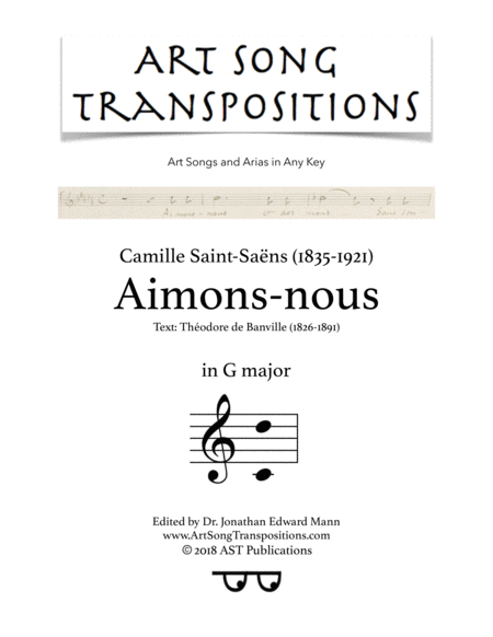 SAINT-SAËNS: Aimons-nous (transposed to G major)