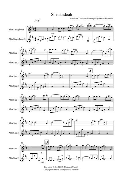 Shenandoah for Alto Saxophone Duet image number null