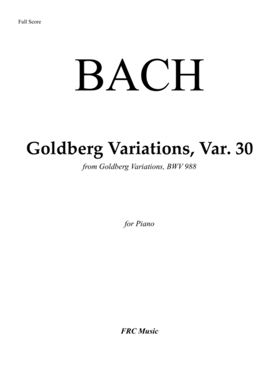 Bach: Goldberg Variations, BWV 988: Var. 30 (as played by Víkingur Ólafsson) for Piano image number null