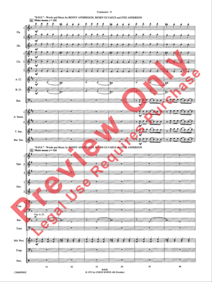 Mamma Mia! - Concert Band (Conductor's Score) Concert Band scores gallery preview page 12