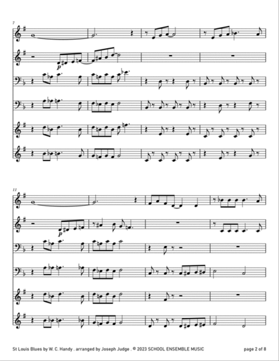 St Louis Blues by Handy for Brass Quartet in Schools Brass Quartet scores gallery preview page 2