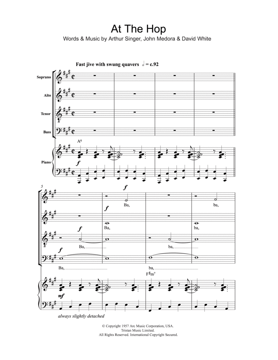 At The Hop 4-Part scores gallery preview page 1