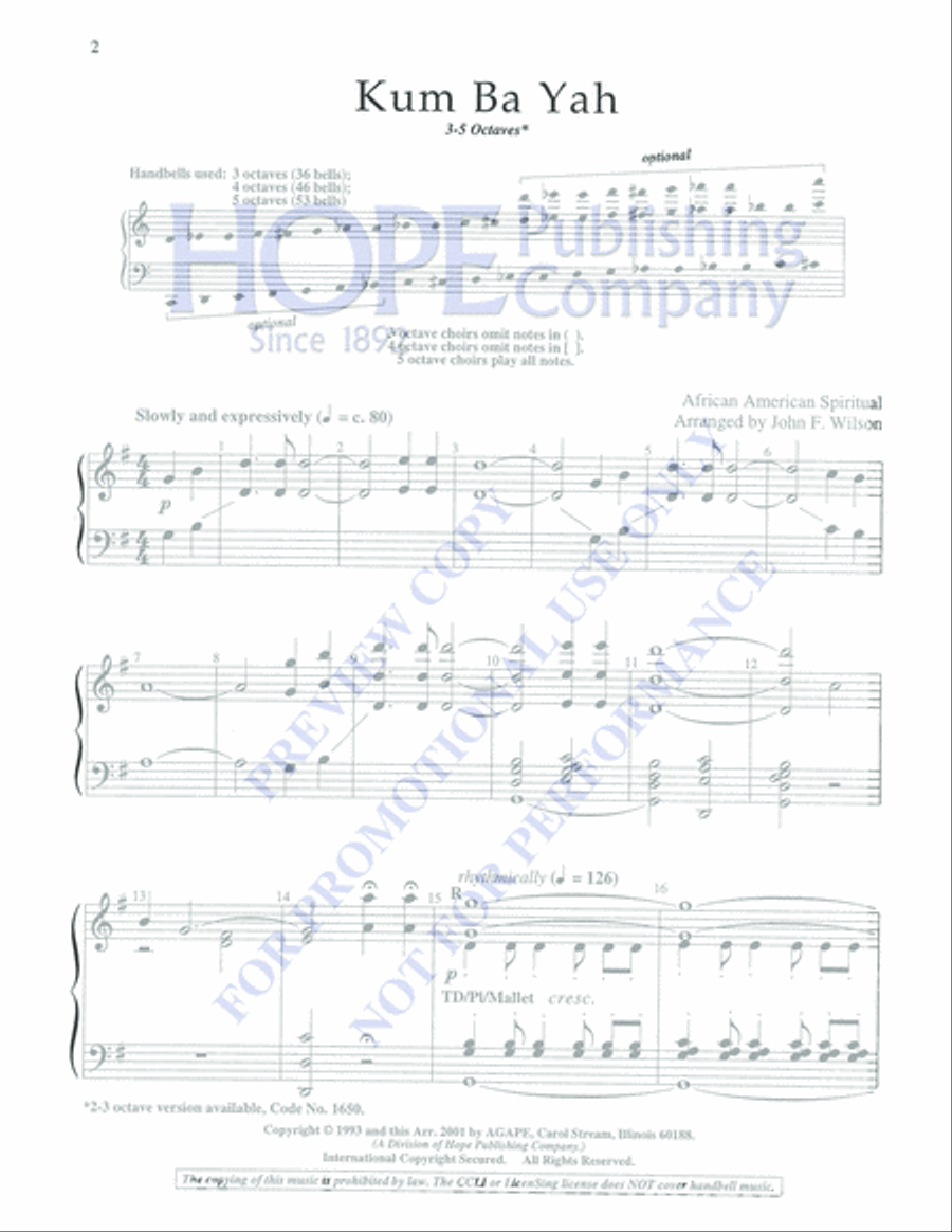 Kum Ba Yah 5-Octaves scores gallery preview page 2
