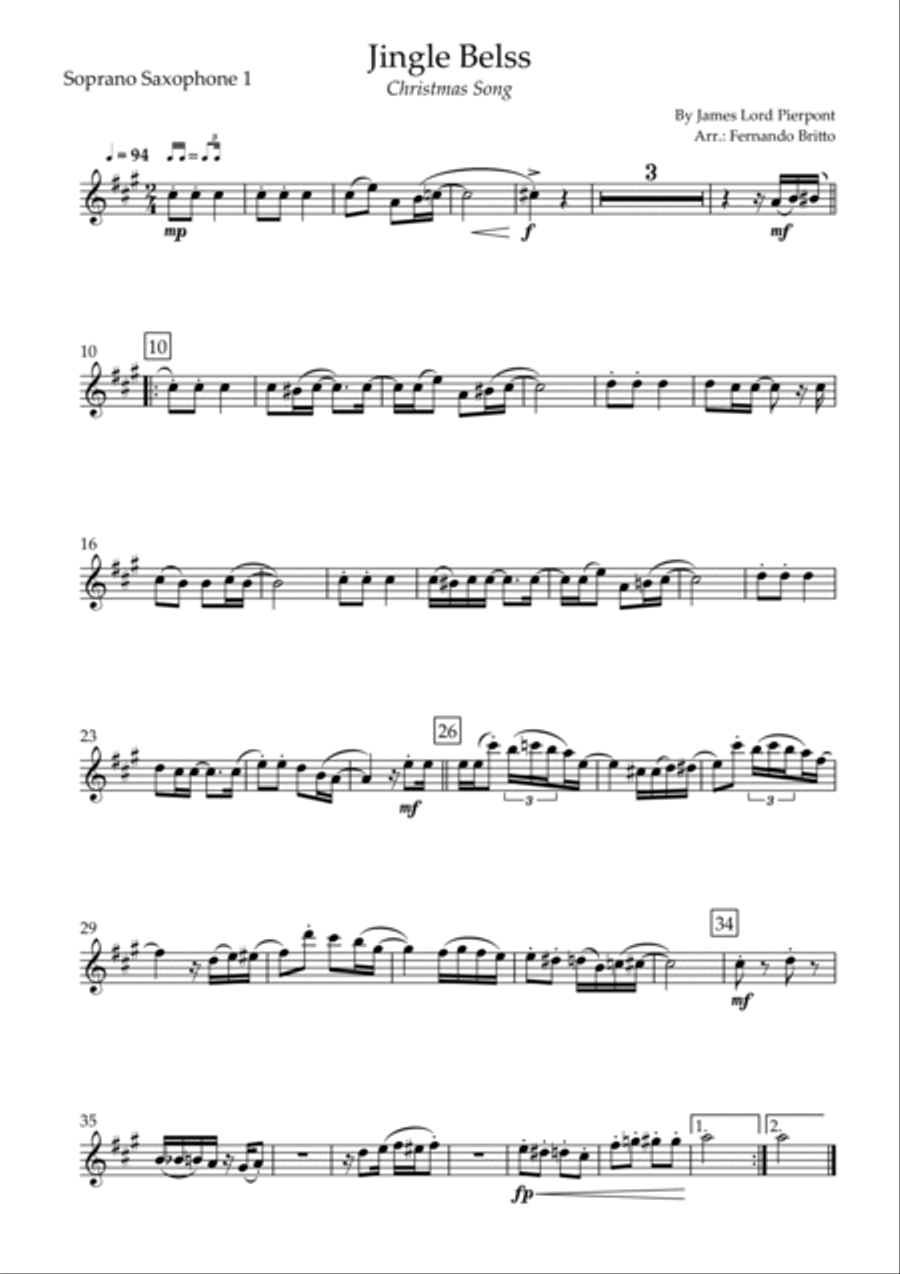 Jingle Bells - Jazz Version (Christmas Song) for Saxophone Trio Woodwind Trio scores gallery preview page 3