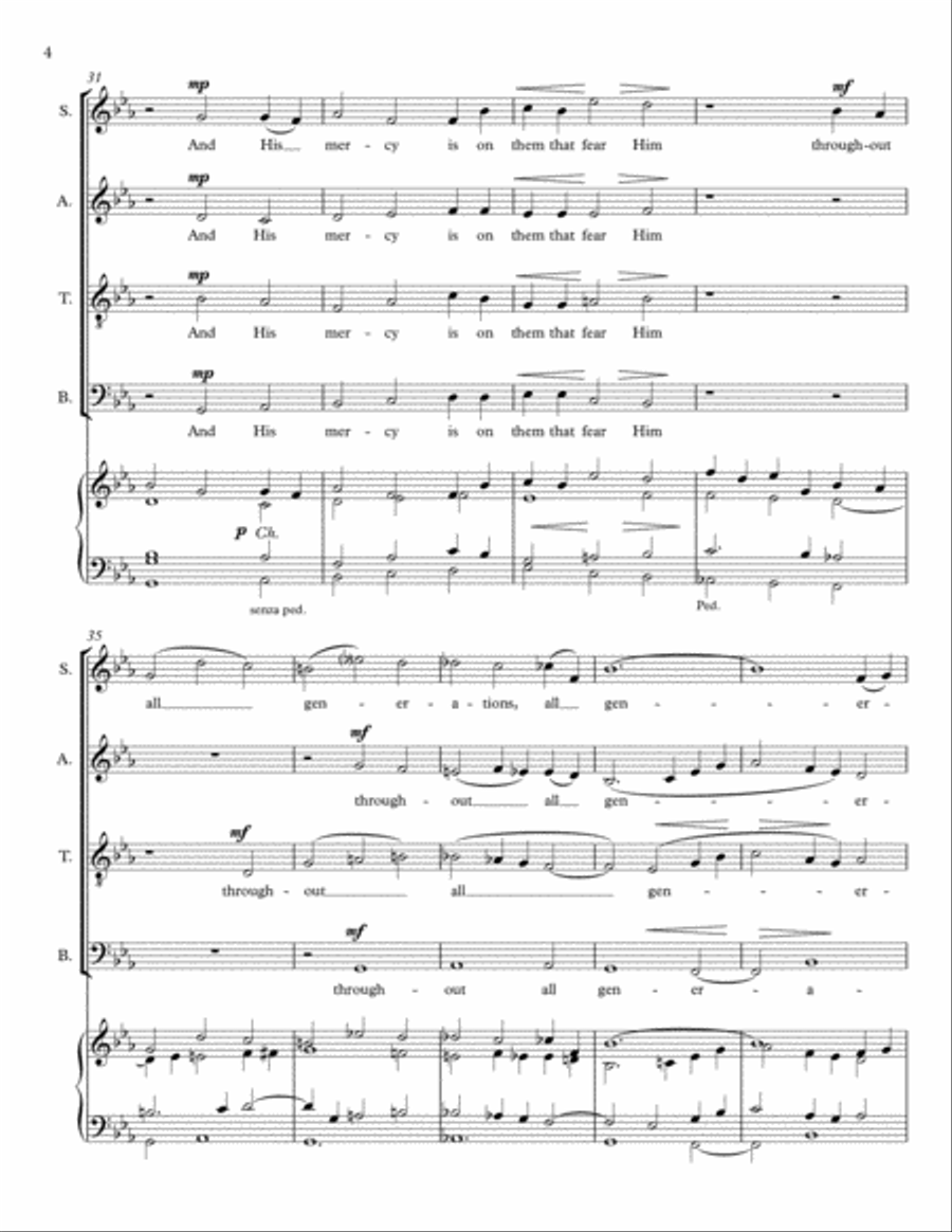 Magnificat & Nunc Dimittis in E Flat, HWC 298 4-Part scores gallery preview page 6