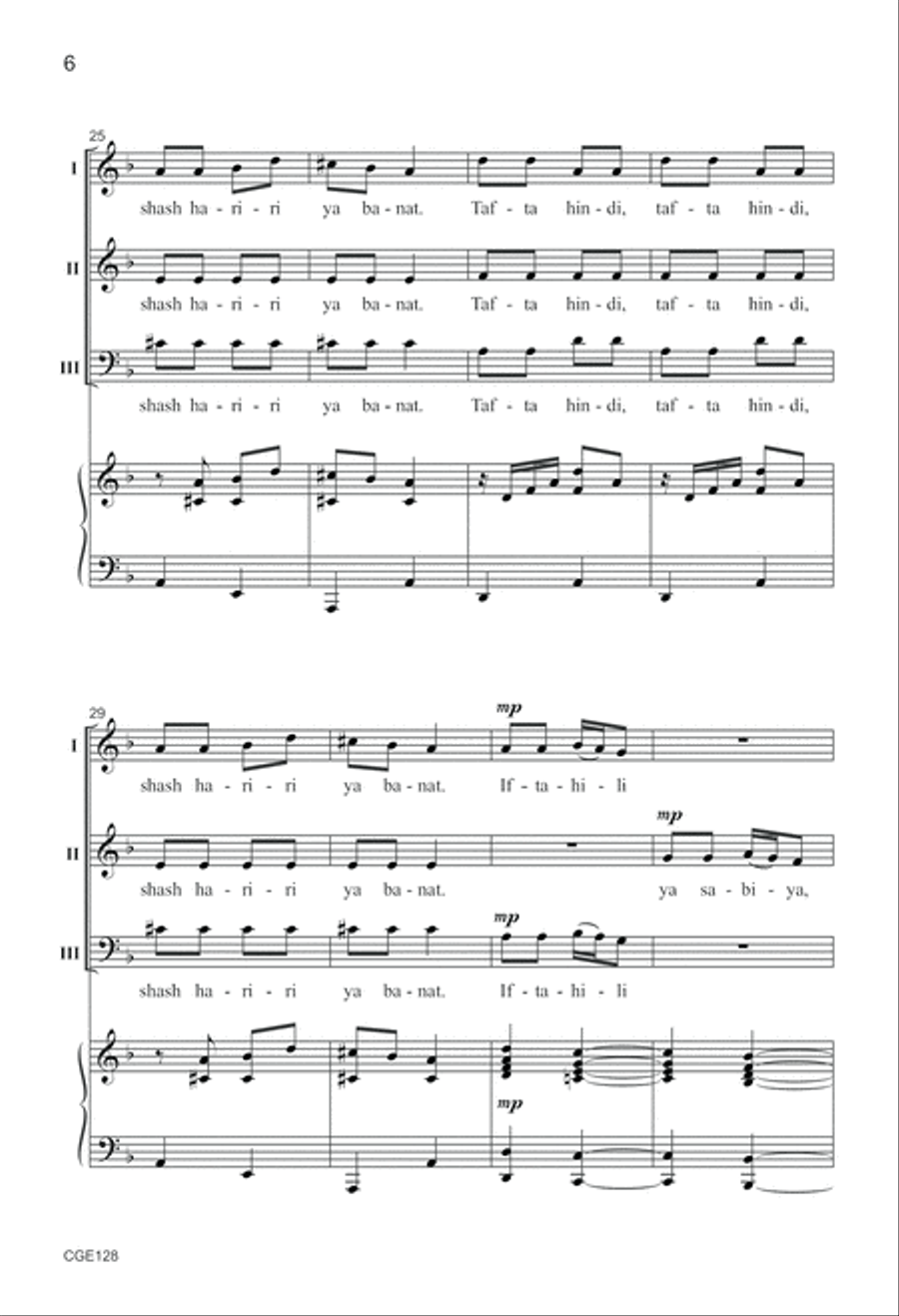 Tafta Hindi (Three-part Mixed) 3-Part scores gallery preview page 6