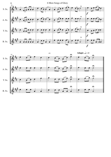 6 more Songs of Glory for saxophone quartet image number null