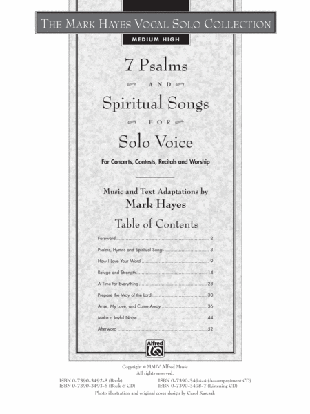 The Mark Hayes Vocal Solo Collection -- 7 Psalms and Spiritual Songs for Solo Voice image number null