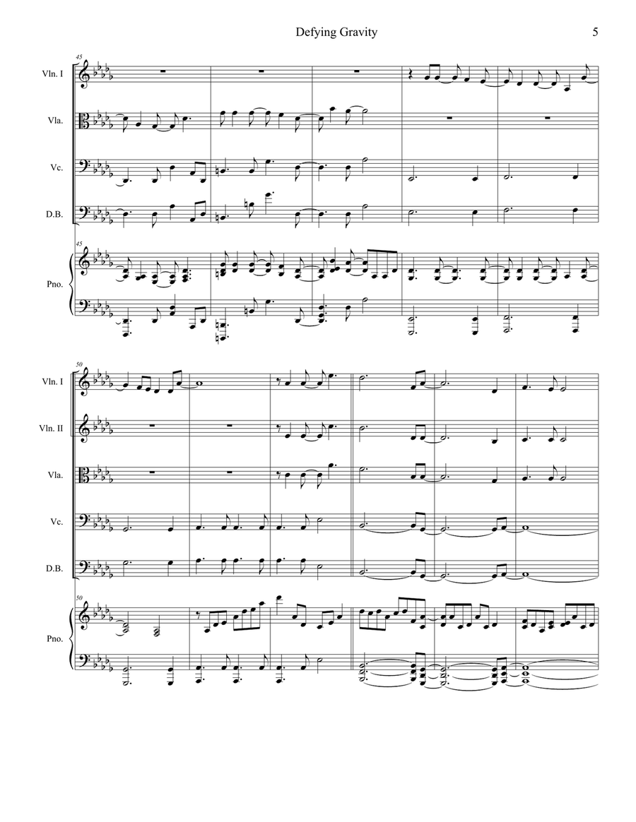 Defying Gravity String Quintet scores gallery preview page 5