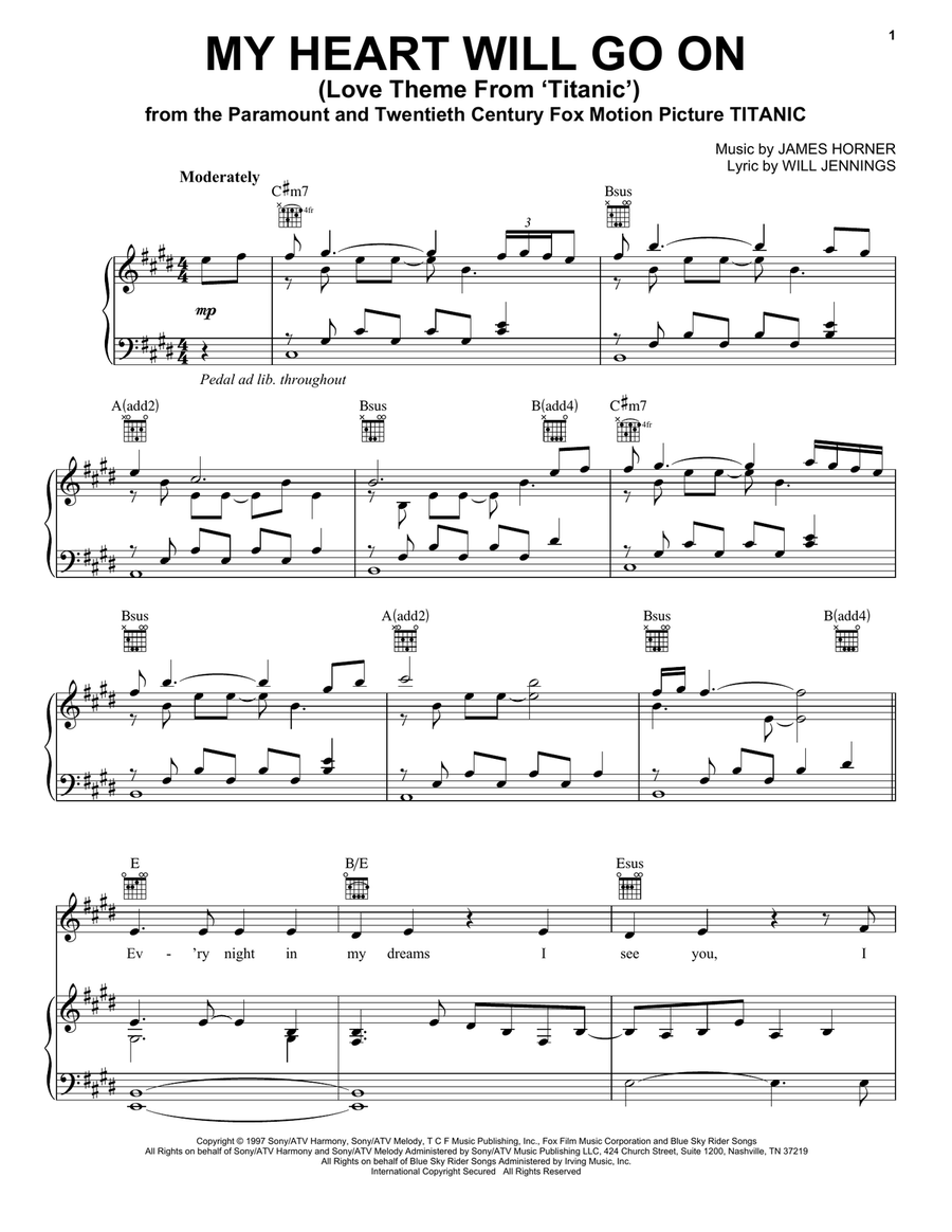 My Heart Will Go On (Love Theme From 'Titanic') Piano, Vocal scores gallery preview page 1