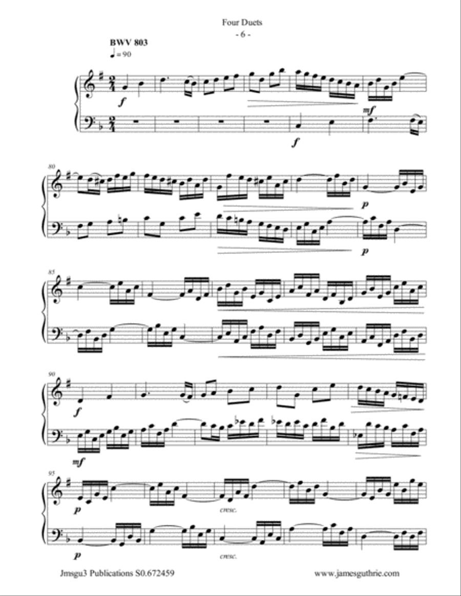 Bach: Four Duets for Soprano Sax & Cello Soprano Saxophone scores gallery preview page 6