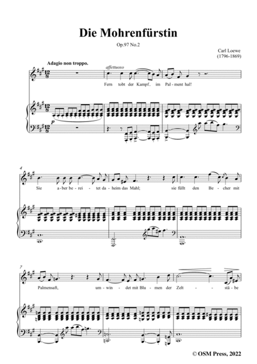 Loewe-Die Mohrenfürstin,in f sharp minor,Op.97 No.2,from 3 Balladen,for Voice and Piano