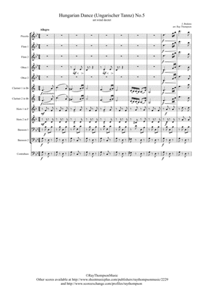 Book cover for Brahms: Hungarian Dance (Ungarischer Tanz) No.5 - wind dectet