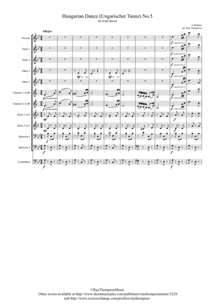Brahms: Hungarian Dance (Ungarischer Tanz) No.5 - wind dectet image number null