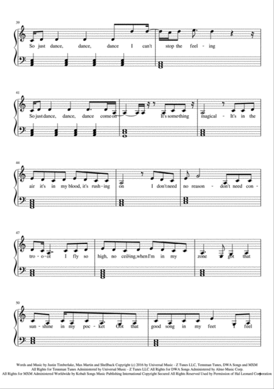 Can't Stop The Feeling from TROLLS Voice scores gallery preview page 4