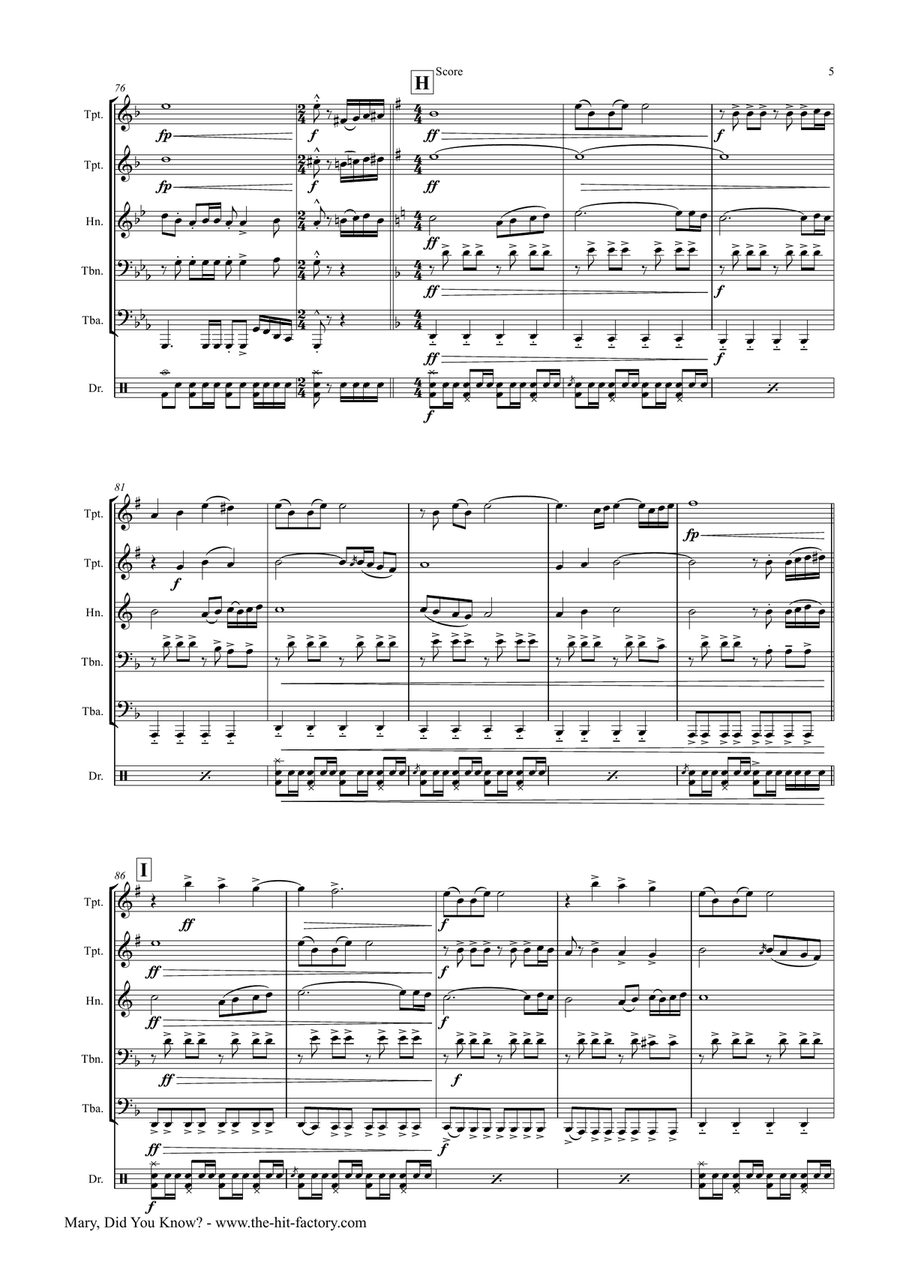 Mary, Did You Know? Brass Ensemble scores gallery preview page 5