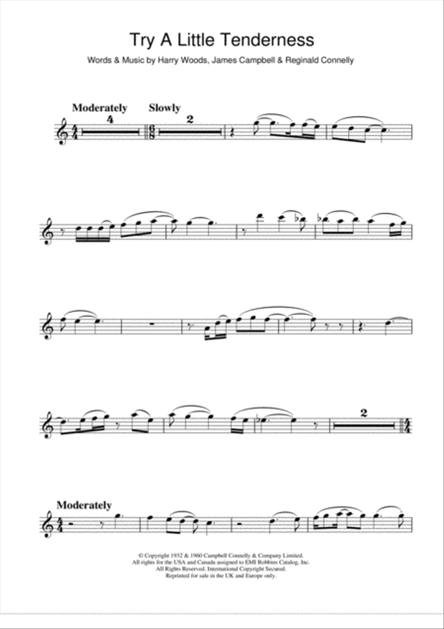 Try A Little Tenderness Clarinet Solo scores gallery preview page 1