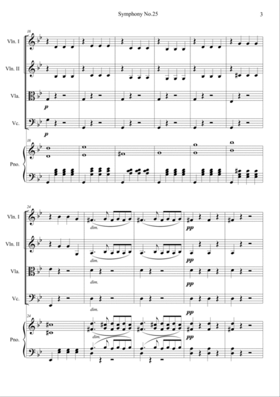 Symphony No. 25 1st Movement Orchestra scores gallery preview page 3