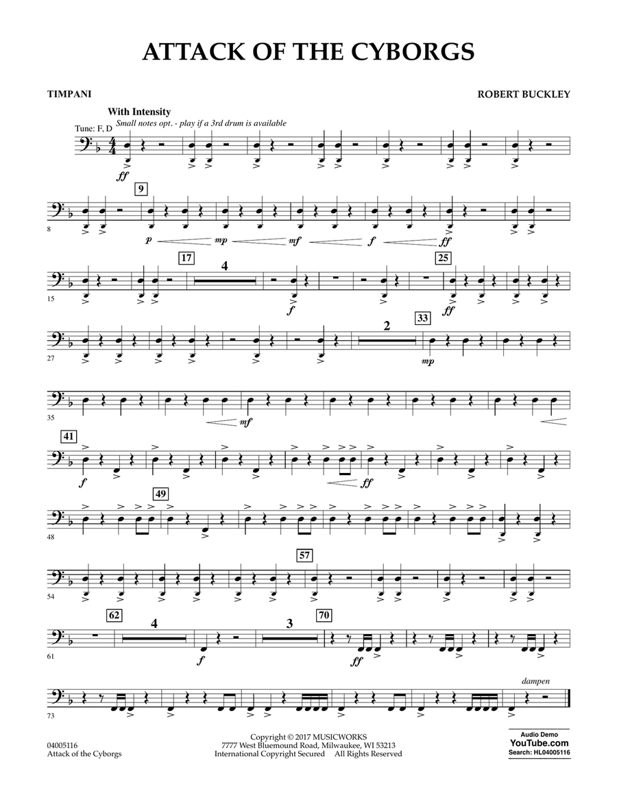 Attack of the Cyborgs - Timpani Concert Band scores gallery preview page 1