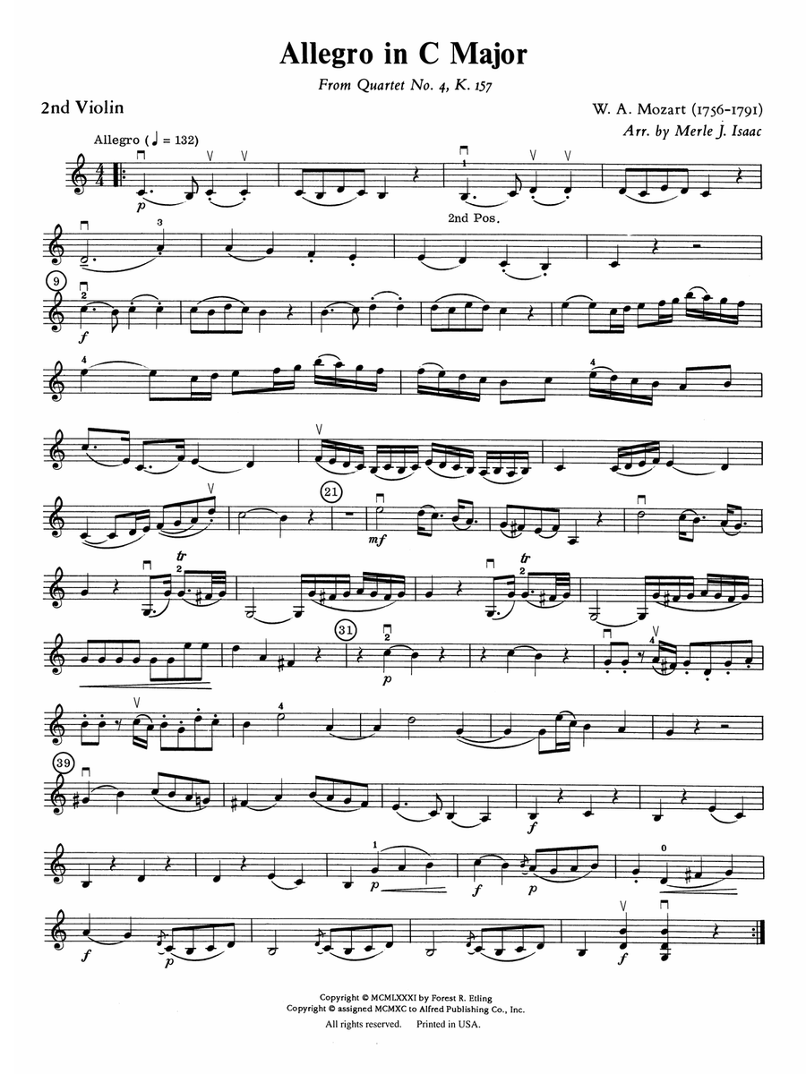 Allegro in C Major: 2nd Violin