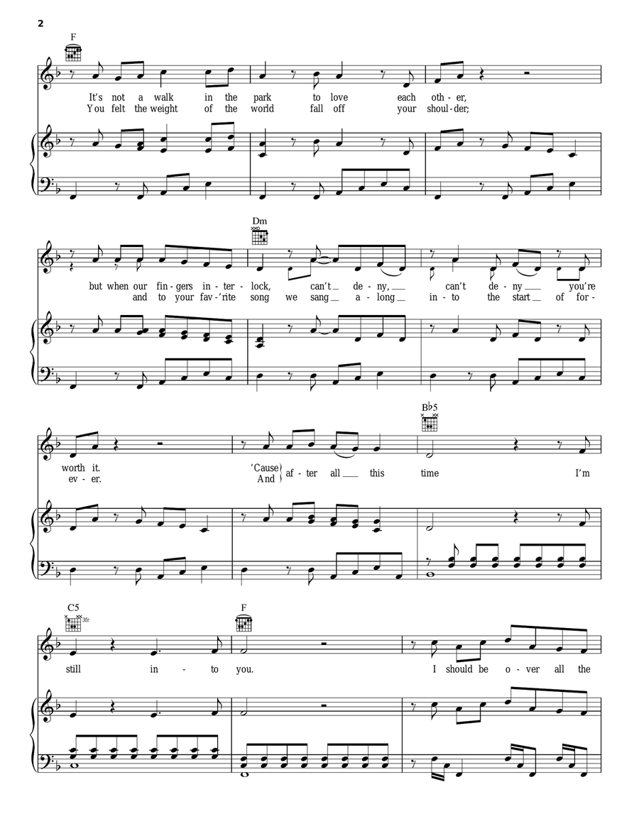 Still Into You Piano, Vocal, Guitar scores gallery preview page 2