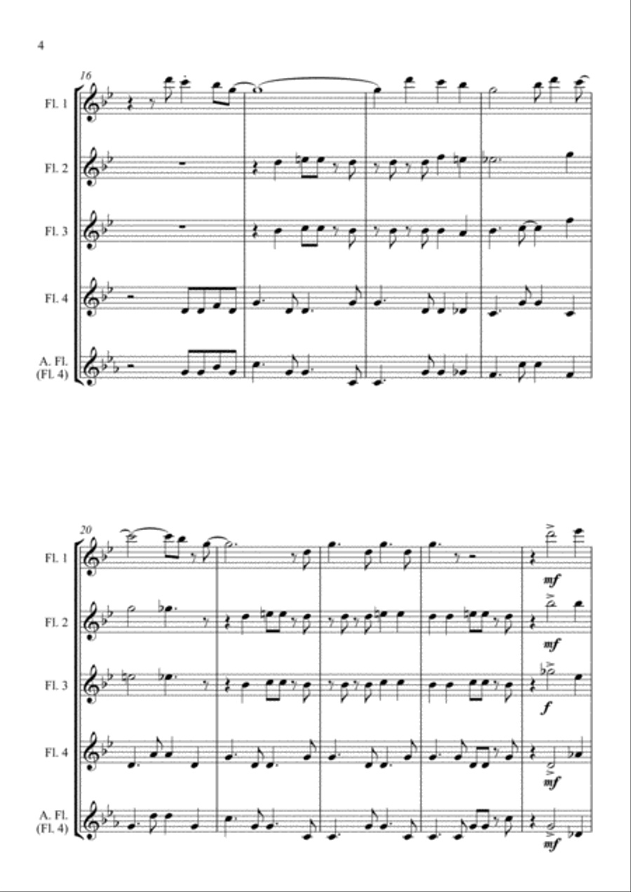 Mas Que Nada Flute Quartet scores gallery preview page 4