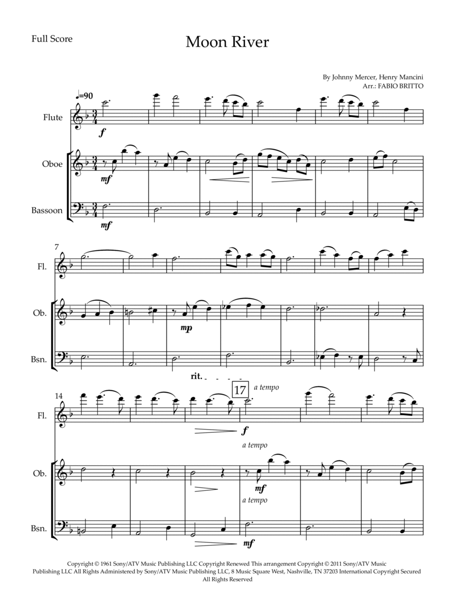 Moon River Moon River Woodwind Trio scores gallery preview page 1