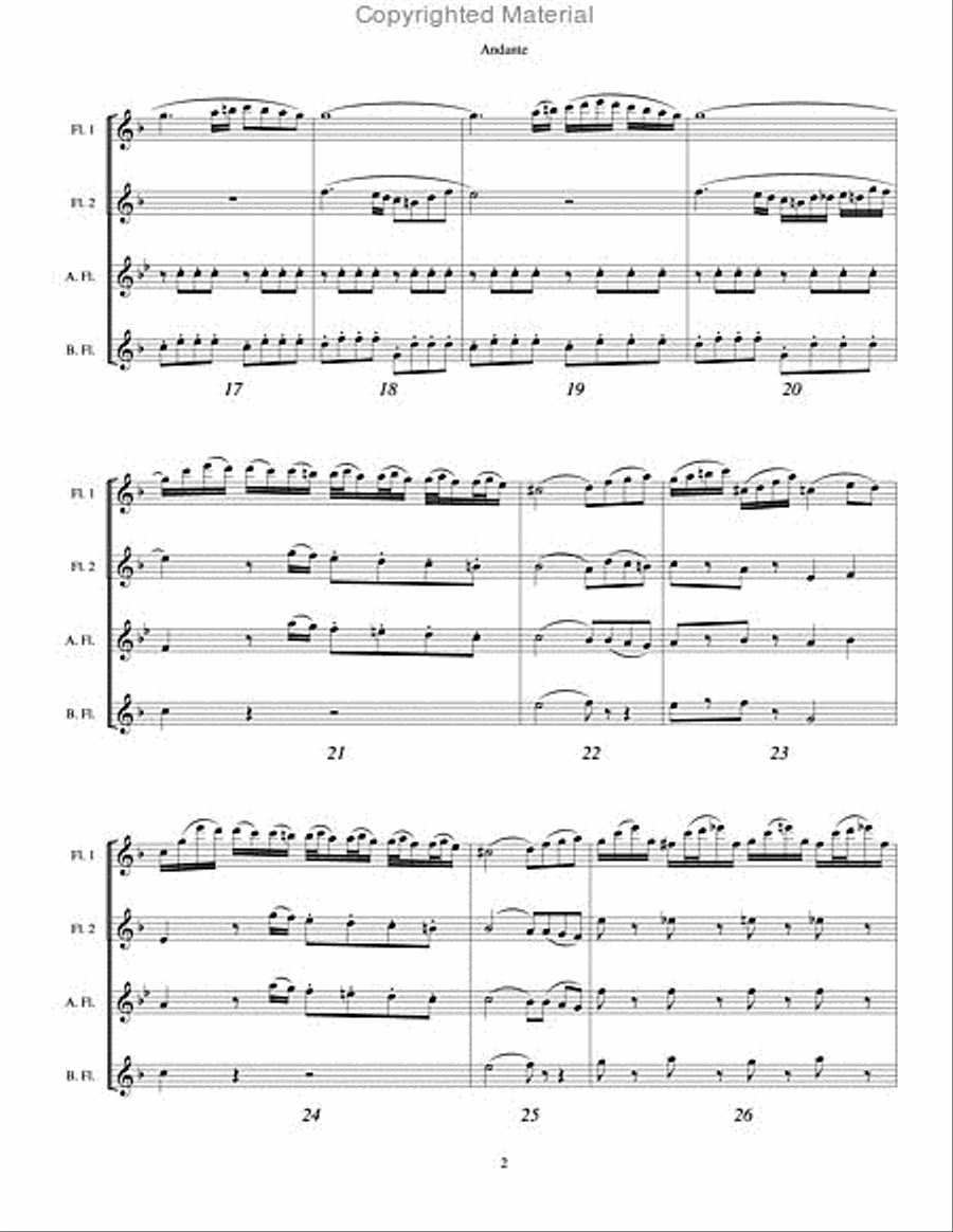 Andante, K. 616 Flute Quartet scores gallery preview page 3