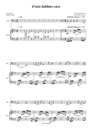 O mio babbino caro - for Tuba and Piano accompaniment - orchestral play along
