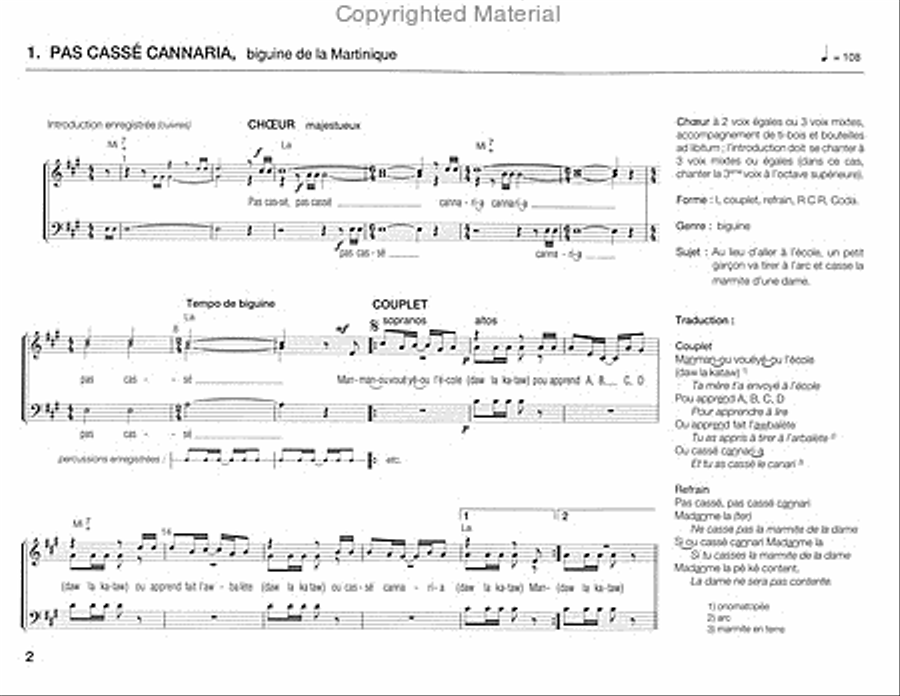 Chants Des Iles (Valisette) Choir scores gallery preview page 2