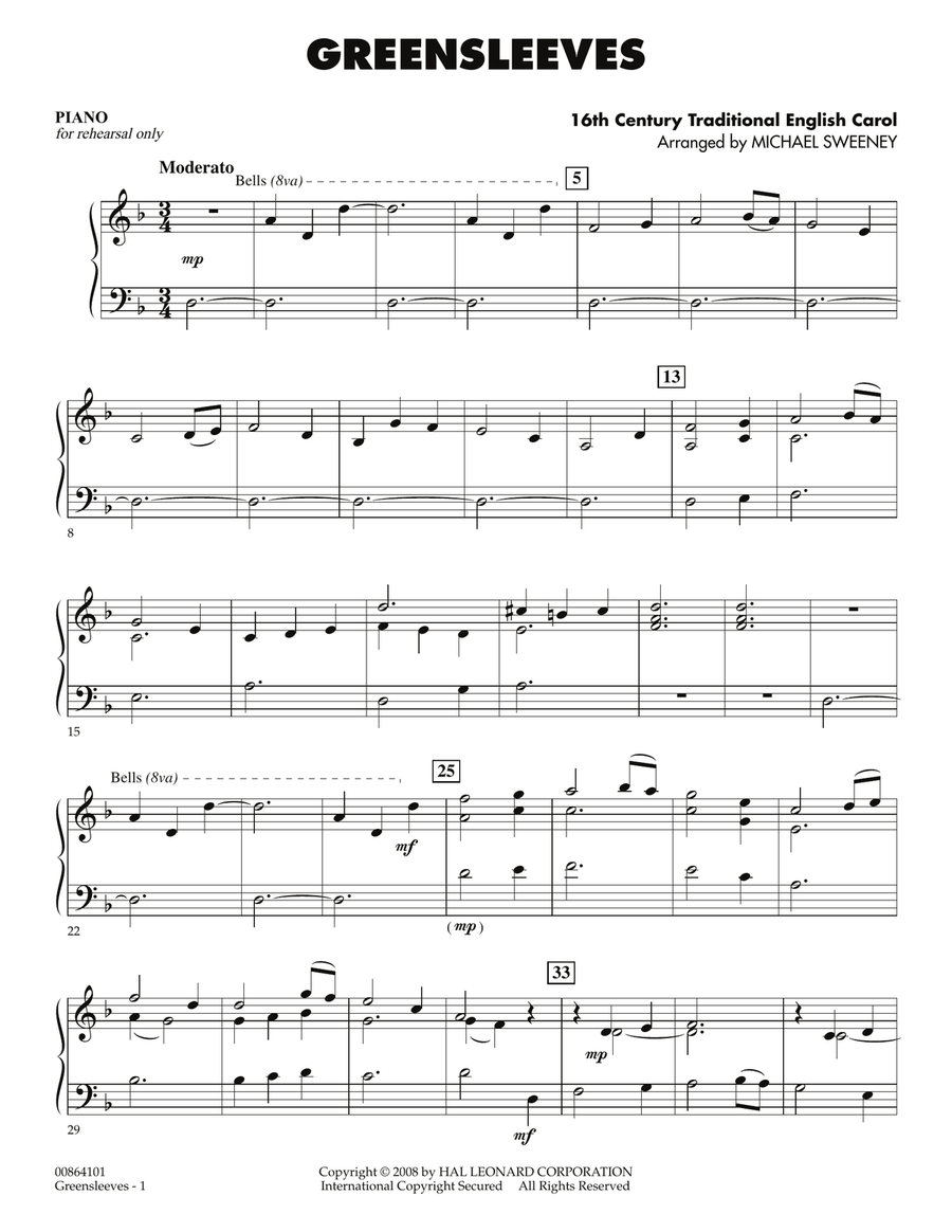 Greensleeves - Piano Orchestra scores gallery preview page 1