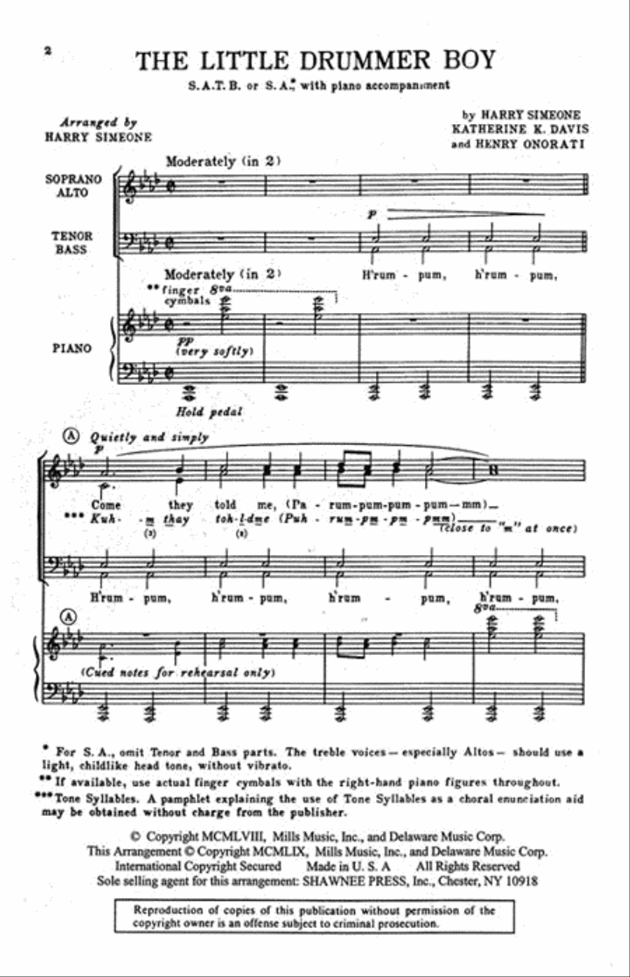The Little Drummer Boy SSA scores gallery preview page 2