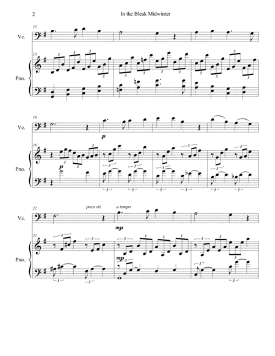 In the Bleak Midwinter (cello/piano), arr. Brenda Portman Piano scores gallery preview page 2
