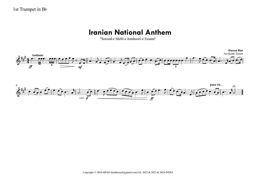 Iranian National Anthem (''Sorood-e Melli-e Jomhoori-e Esiami'') for Brass Quintet & Percussion Brass Quintet scores gallery preview page 5