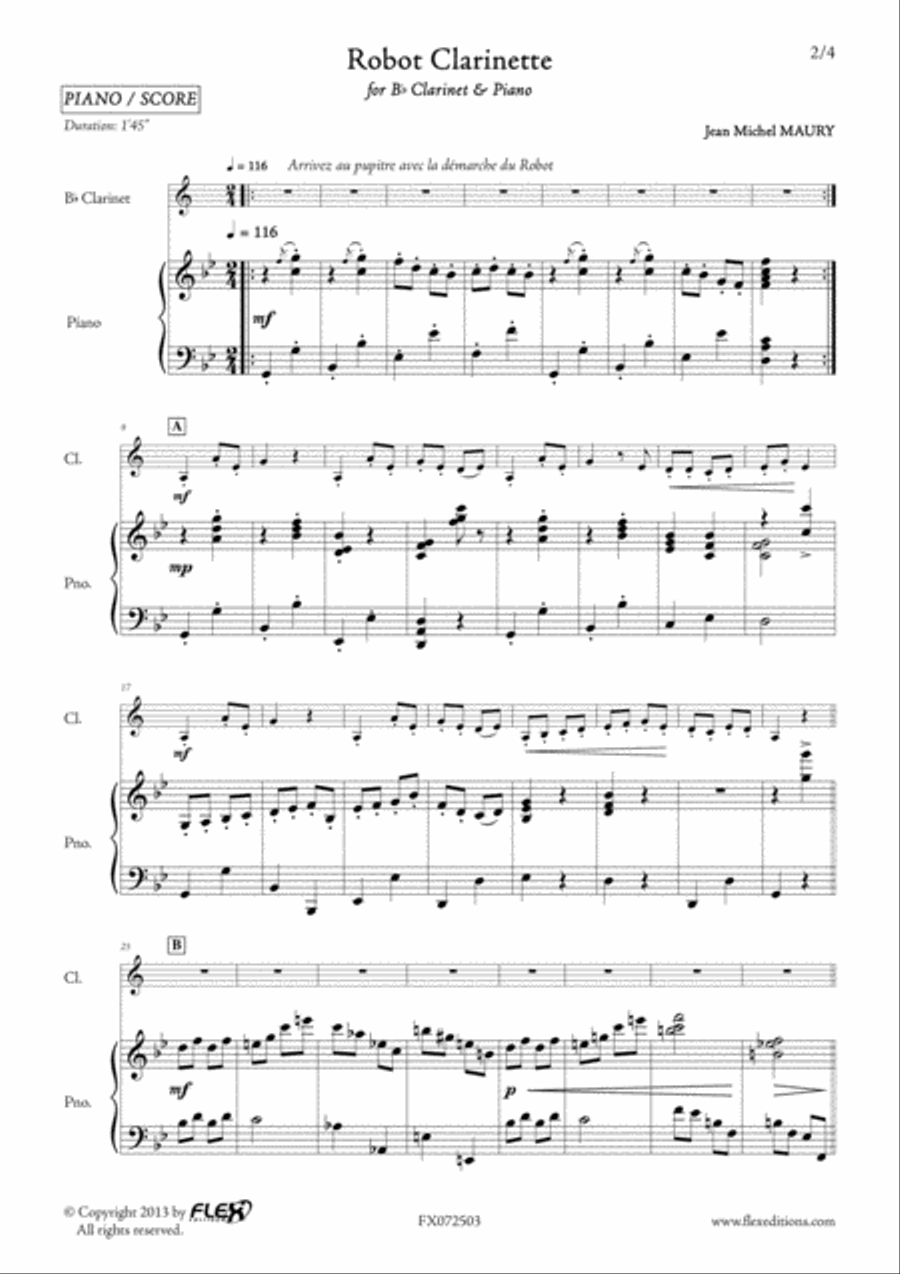 Robot Clarinette B-Flat Clarinet scores gallery preview page 2