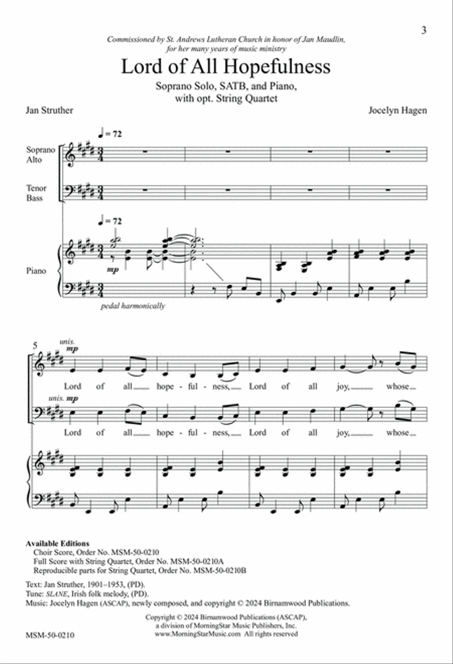 Lord of All Hopefulness 4-Part scores gallery preview page 3