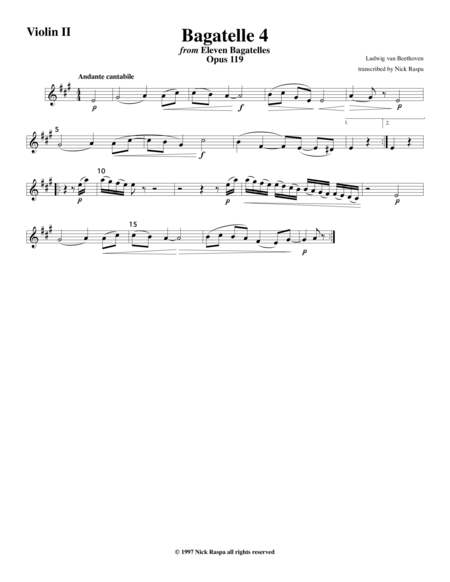 Bagatelle 4 for string orchestra - Violin 2 part