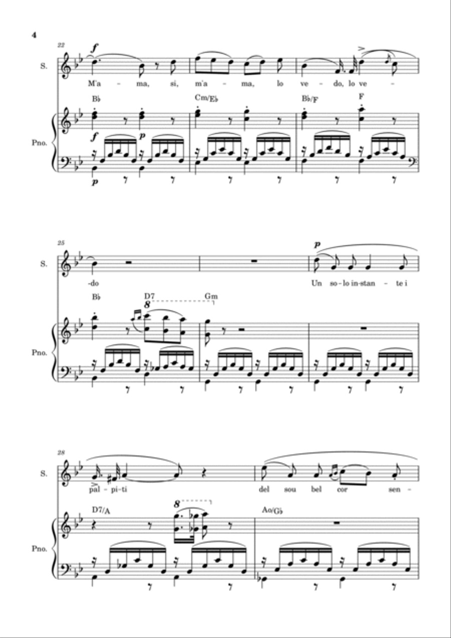 Una Furtiva Lagrima (Soprano in Gm) Piano, Vocal, Guitar scores gallery preview page 4