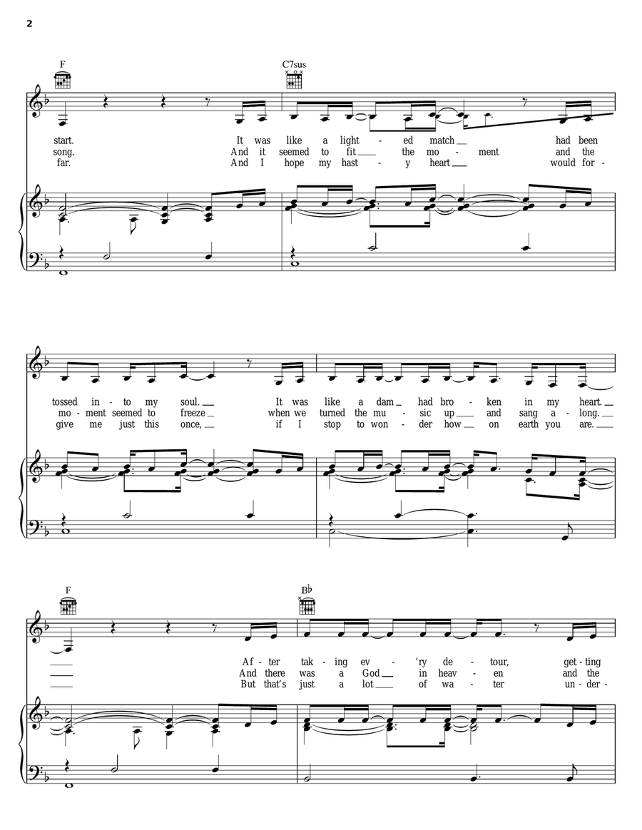 The Song Remembers When Piano, Vocal, Guitar scores gallery preview page 2