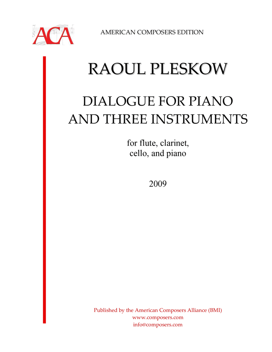 [Pleskow] Dialogue for Piano and Three Instruments Small Ensemble scores gallery preview page 1