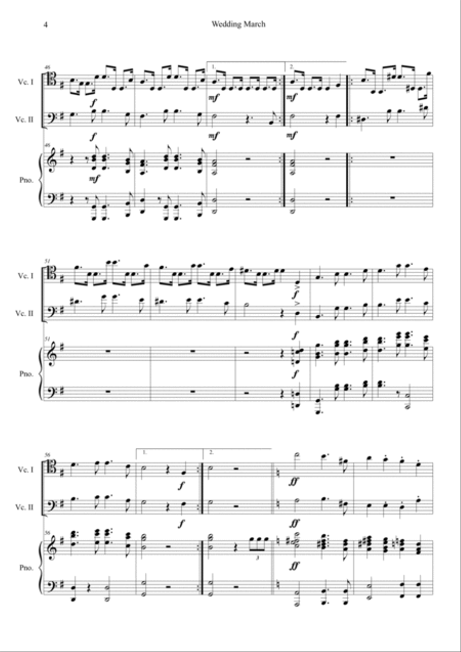 Wedding March Piano Trio scores gallery preview page 4