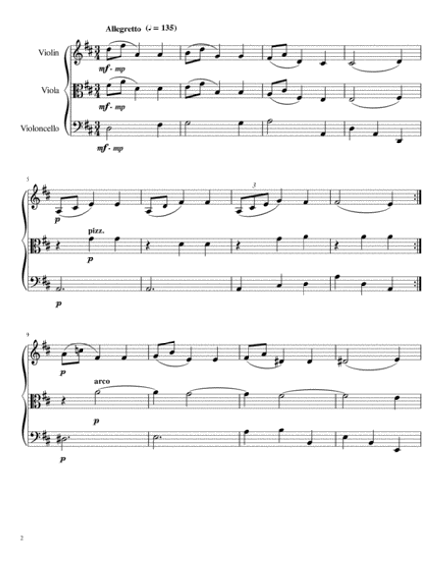 Minuet for String Trio (K. 2) String Trio scores gallery preview page 2
