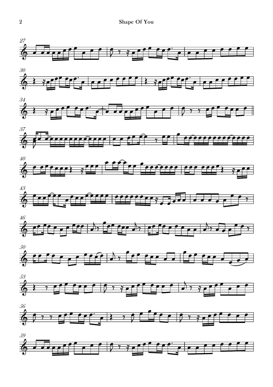Shape Of You Violin Solo scores gallery preview page 2