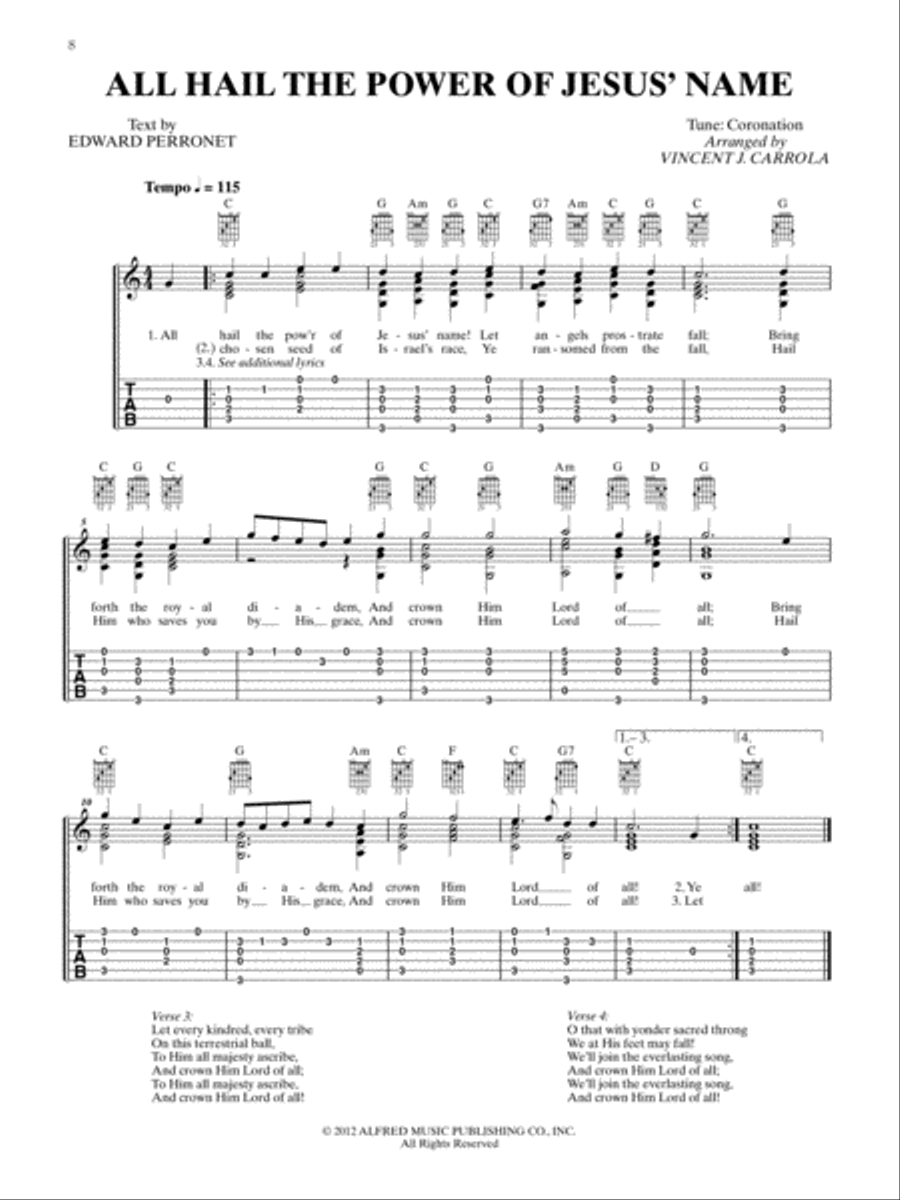 The Worship Leader's Guitar Hymn Book Guitar Tablature scores gallery preview page 8