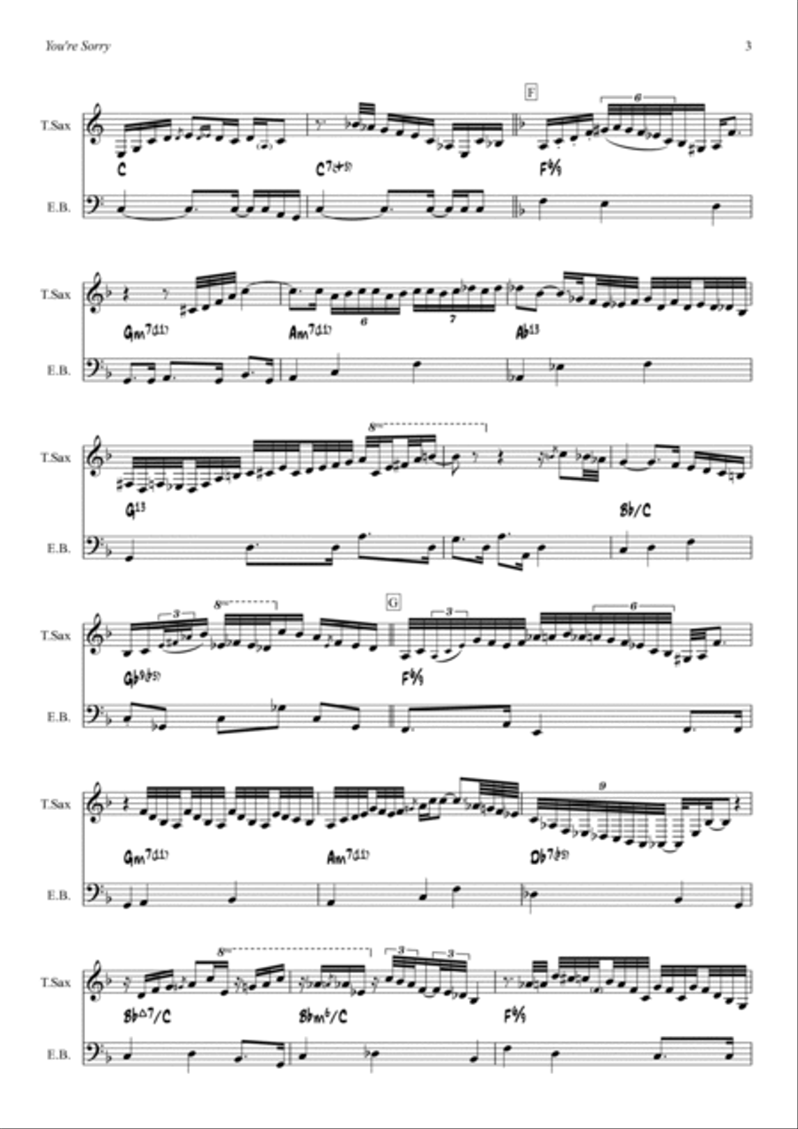 You're Sorry Tenor Saxophone scores gallery preview page 3