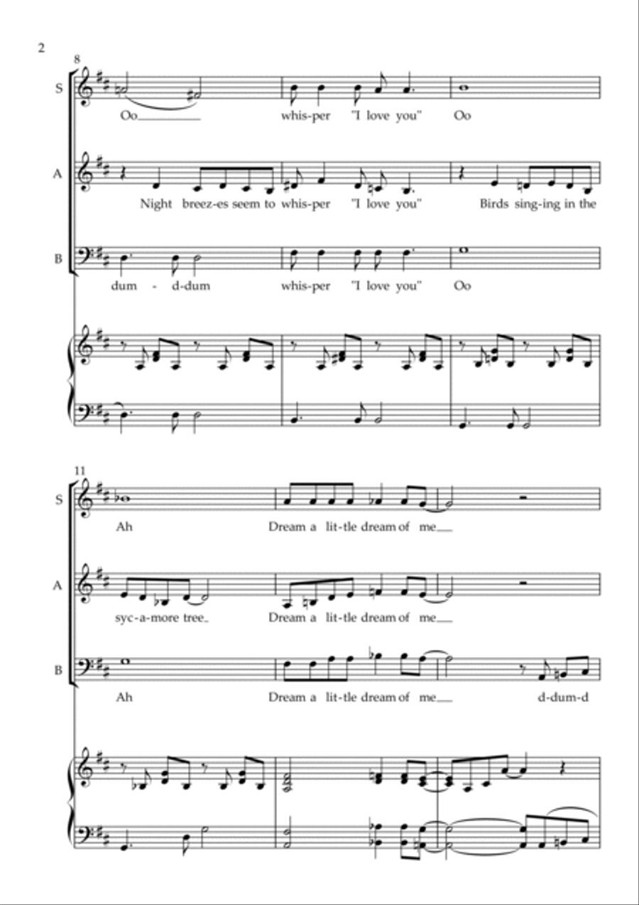 Dream A Little Dream Of Me 3-Part scores gallery preview page 3