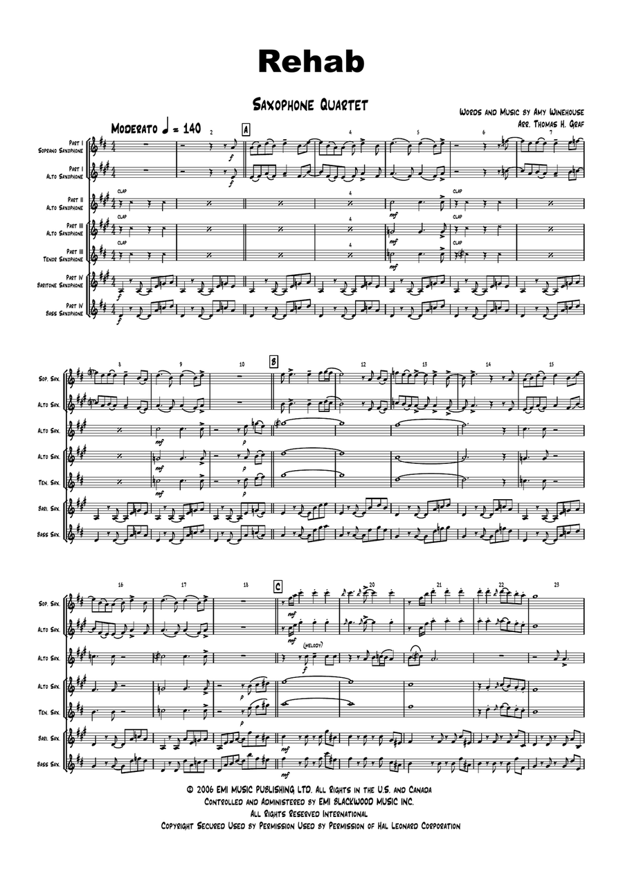 Rehab Saxophone Quartet scores gallery preview page 1