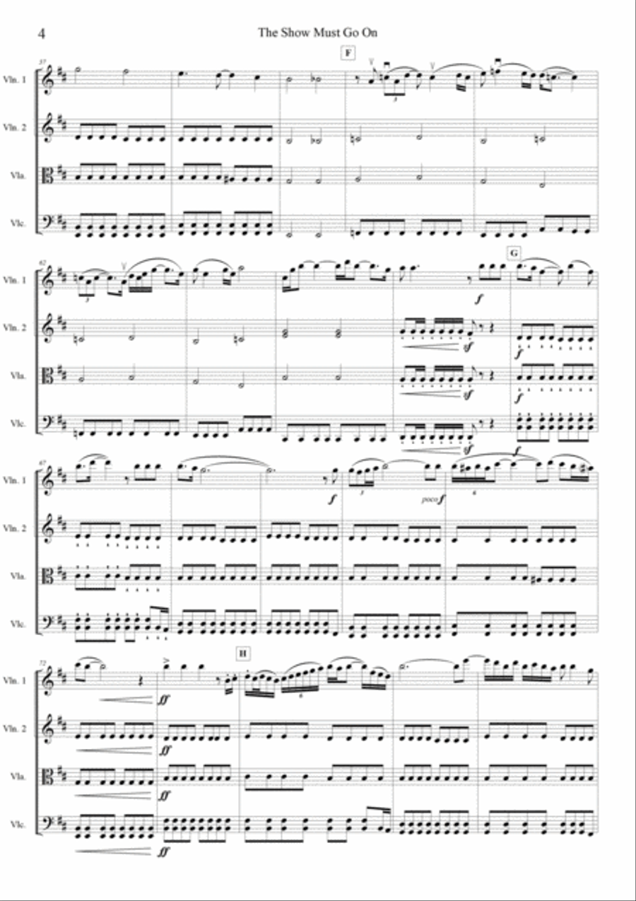 The Show Must Go On String Quartet scores gallery preview page 4