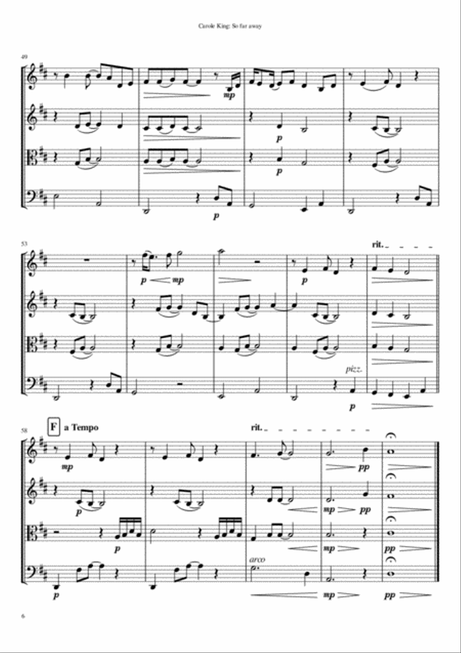 So Far Away String Quartet scores gallery preview page 6