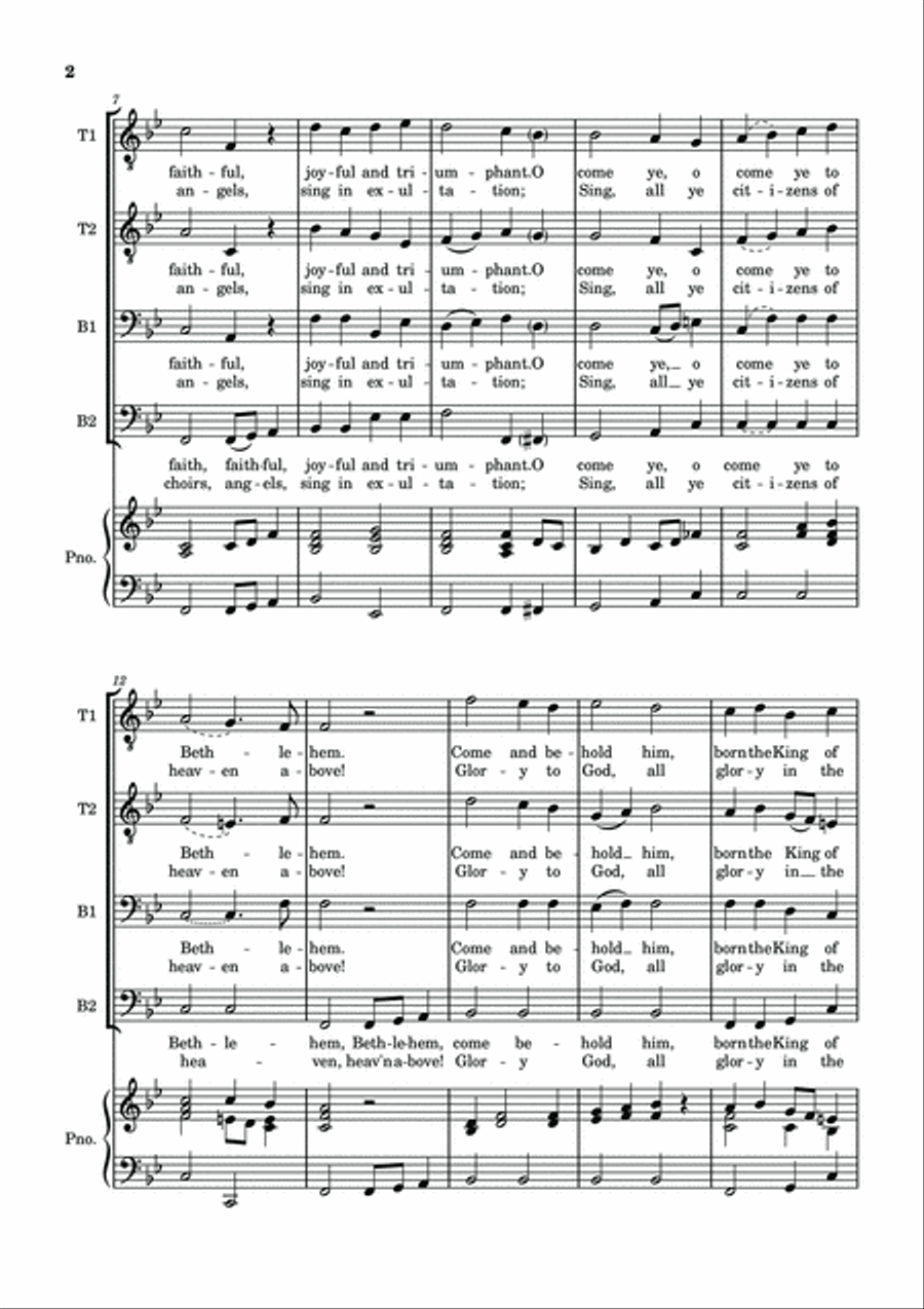 O Come All Ye Faithful - TTBB Choir with Piano accompaniment TTBB scores gallery preview page 3